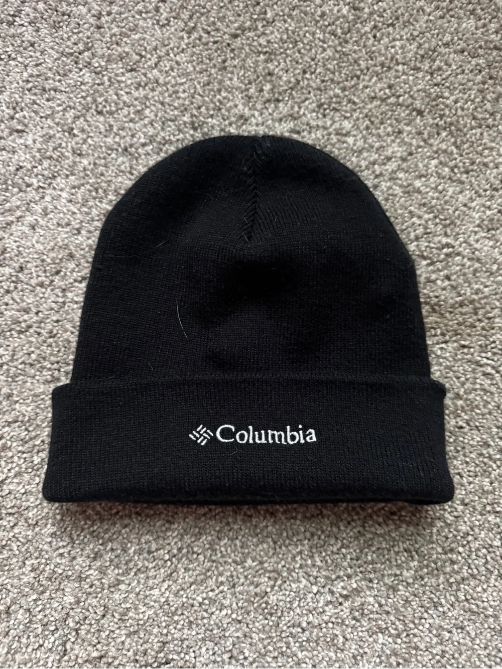 Columbia Black Knit Beanie with White Logo